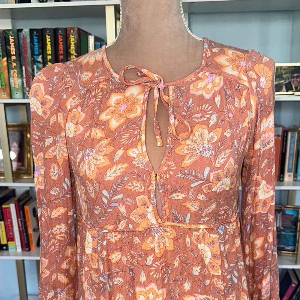 Billabong Floral Mini Dress in Orange and Cream